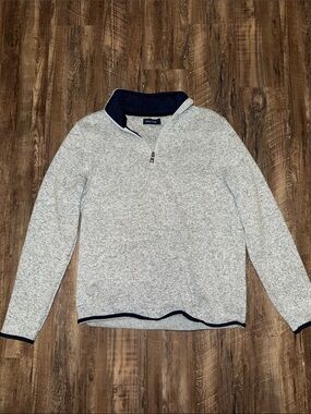 Nautica Men's Heather Gray Half-Zip Sweater with Navy Trim